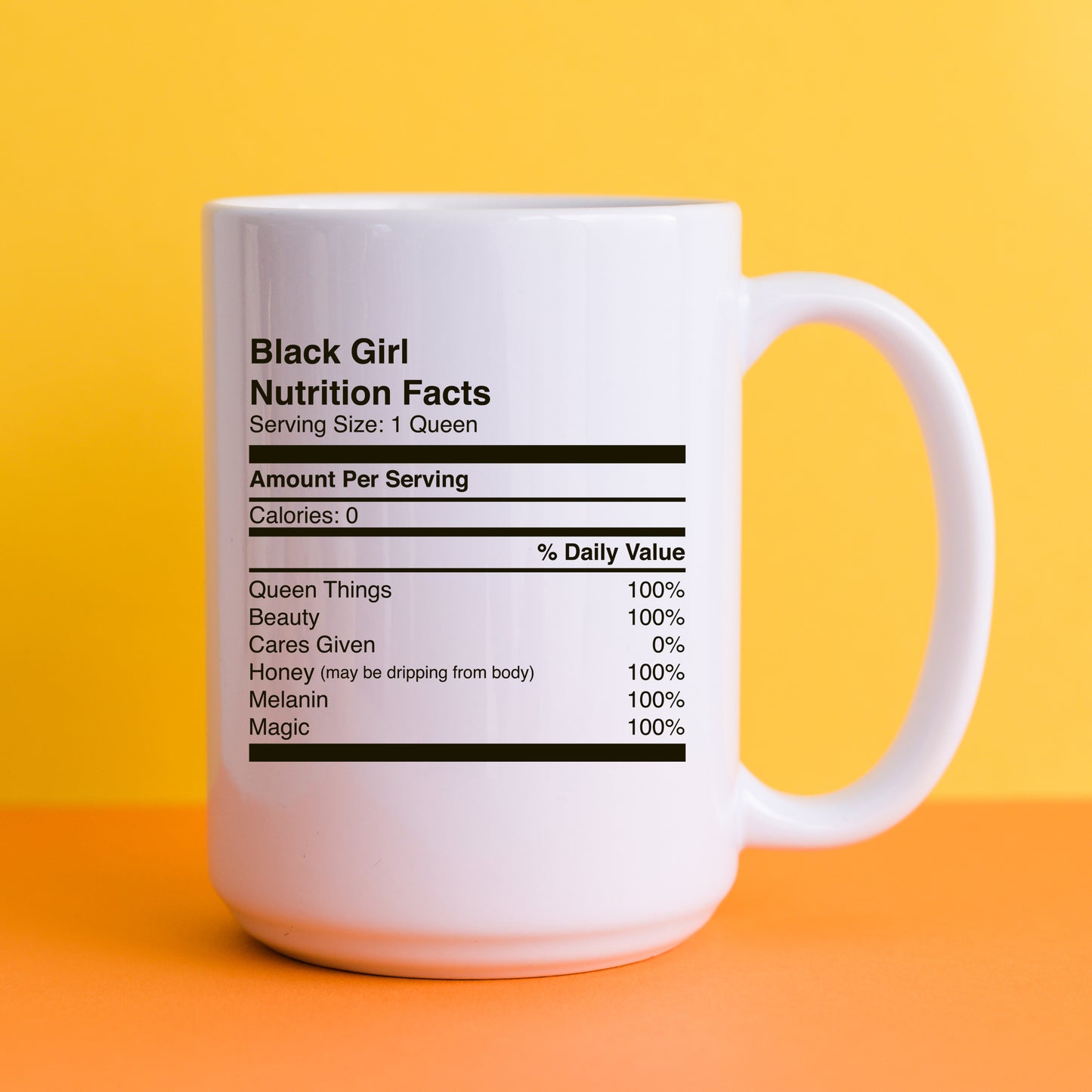"Black Girl Nutrition Facts" Mug